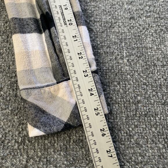 Volcom Flannel Shirt Women’s Small Black Beige White Check Plaid “Thin Layer” - Picture 12 of 15